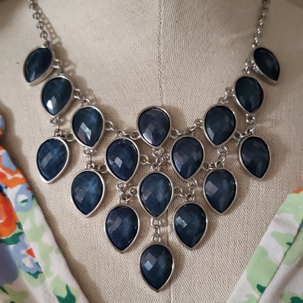 Blue and Silver Statement Necklace